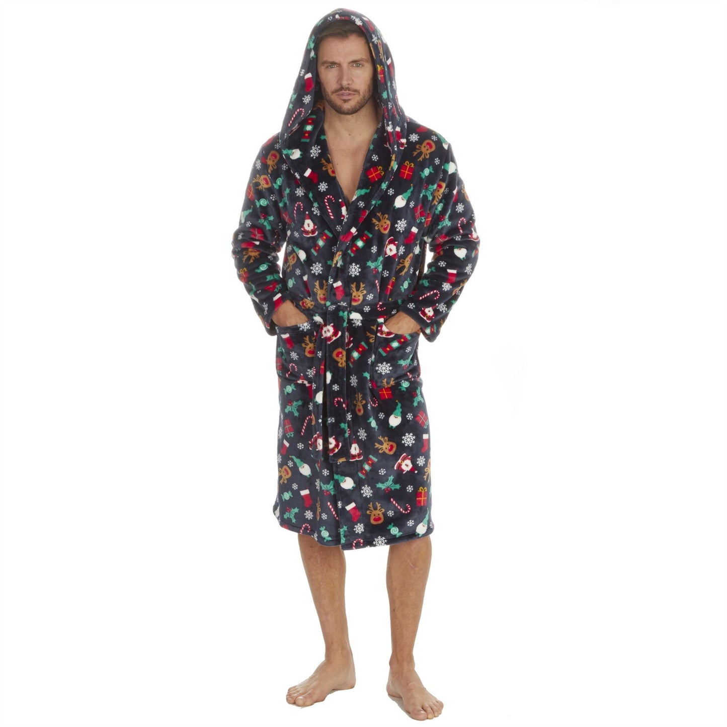 Unisex Adults Christmas Print Dressing Gown ~ S-XL