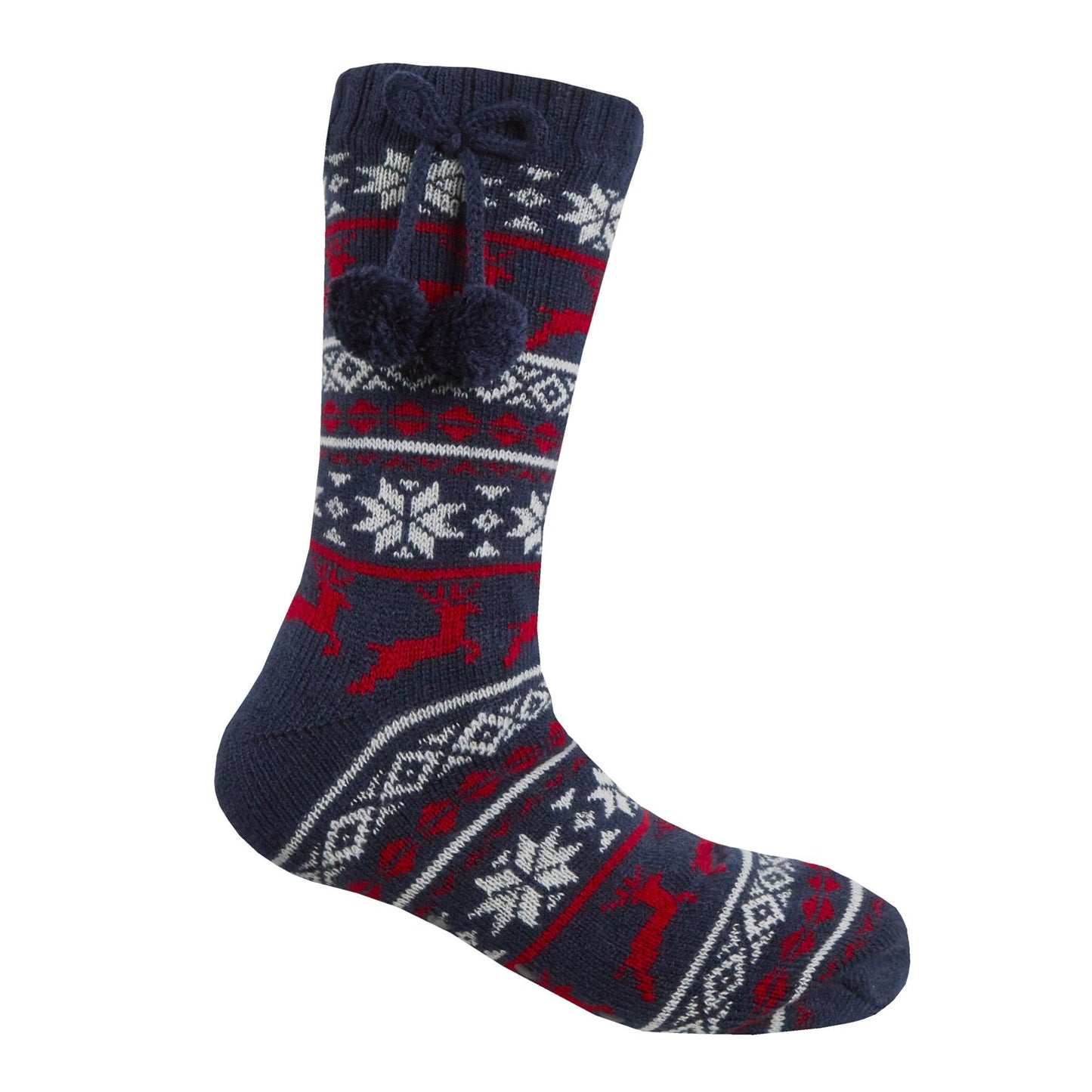 Ladies Knitted Christmas Design Slipper Socks