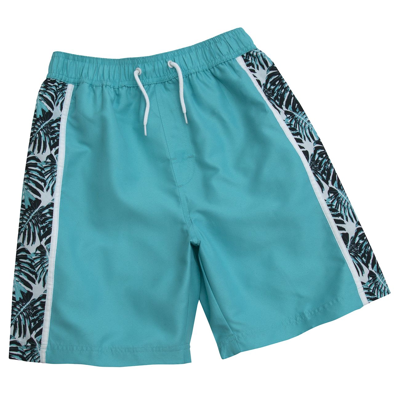 Boys Palm Print Side Panel Bermuda Swimming Shorts