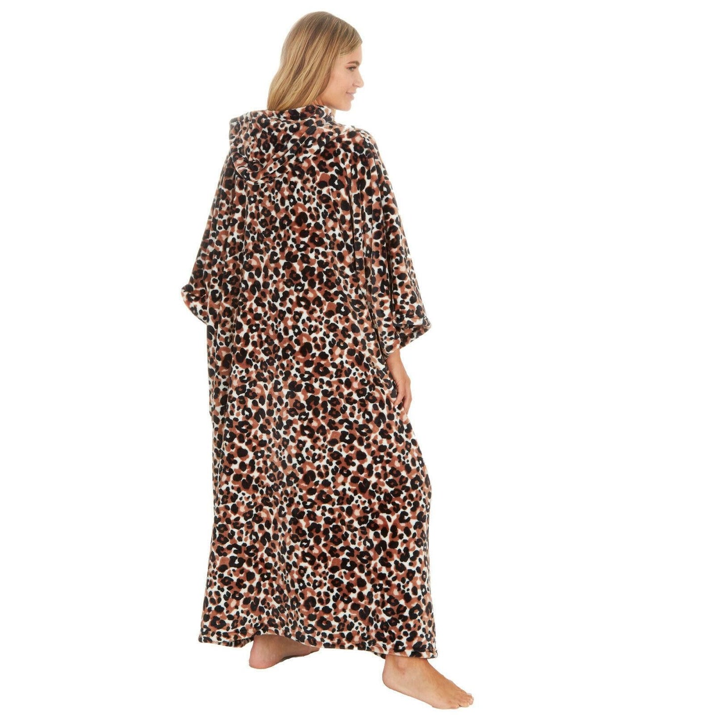 Ladies Long Hooded Fleece Poncho / Wearable Blanket