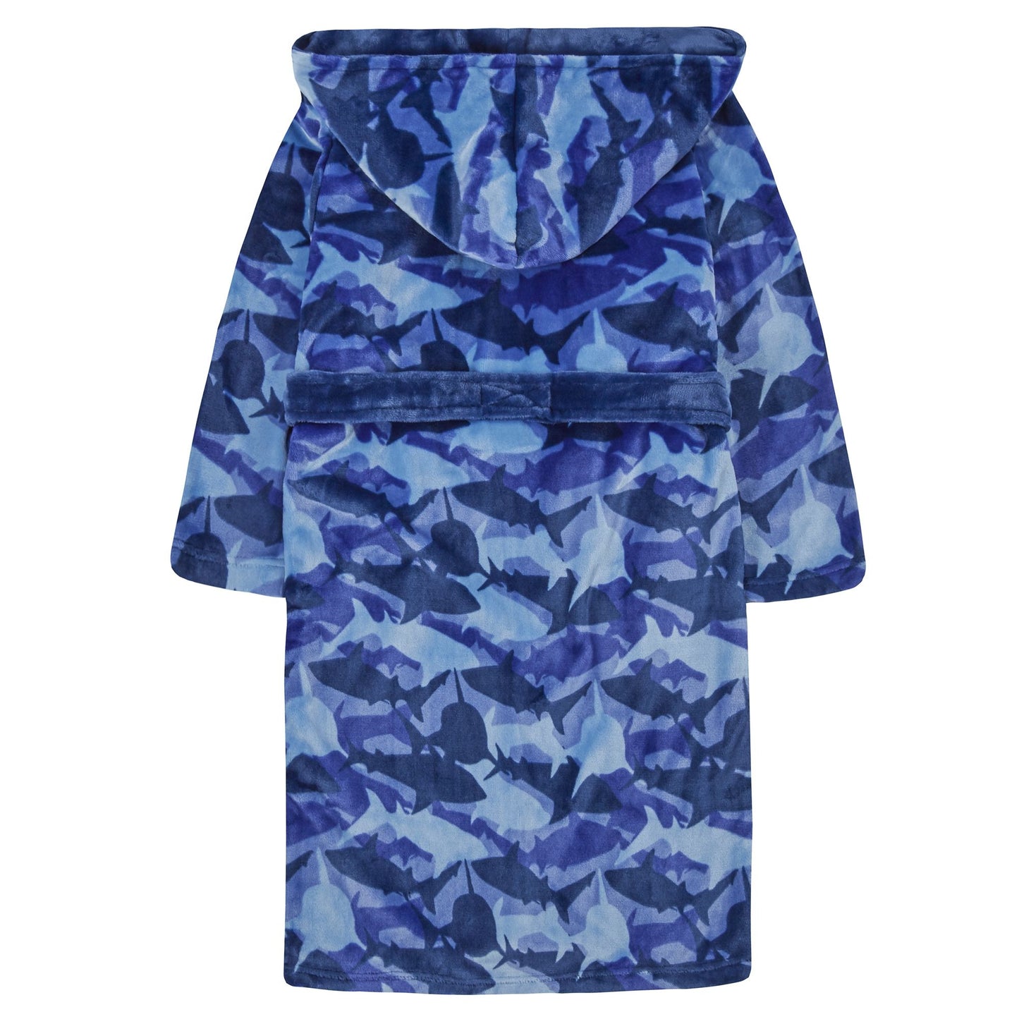 Childrens Fleece Dressing Gown Blue Shark Camo ~ 2-13 years
