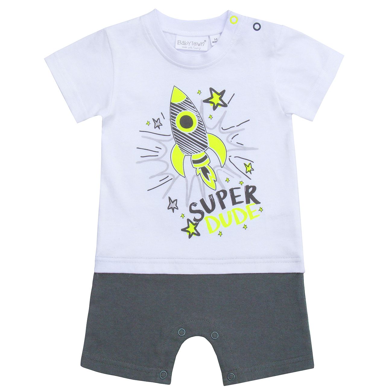 Babies Space Rocket Faux Top and Shorts Romper