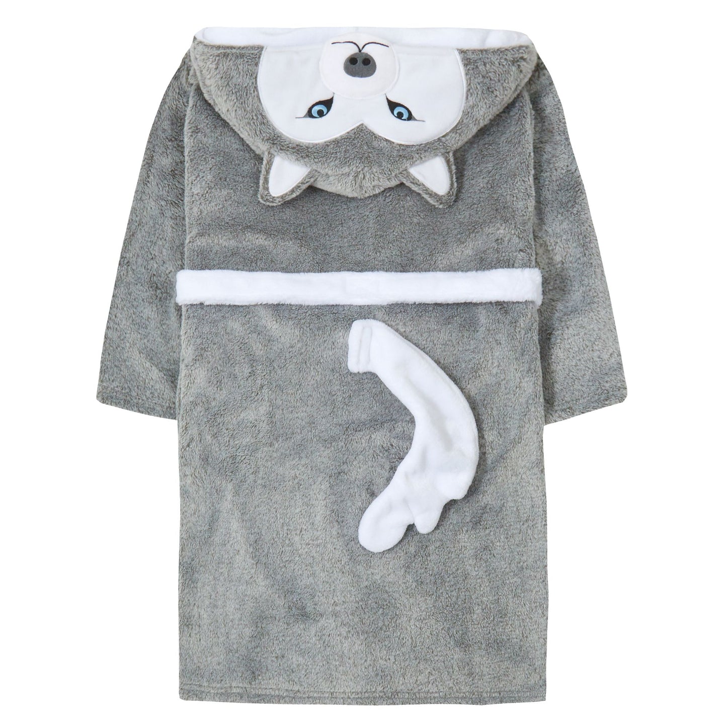 Childrens Frosted Fleece Husky Dressing Gown with Tail ~ 2-13 Years