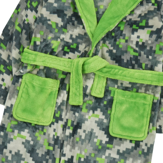 Childrens Pixel Camo Fleece Dressing Gown ~ 7-13 years