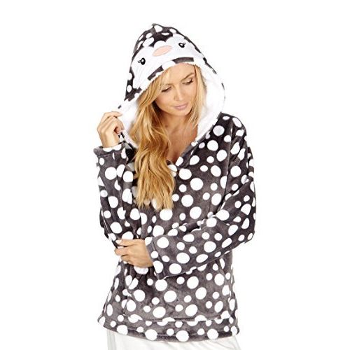 Ladies Christmas Animal Fleece Hooded Top ~ S-XL