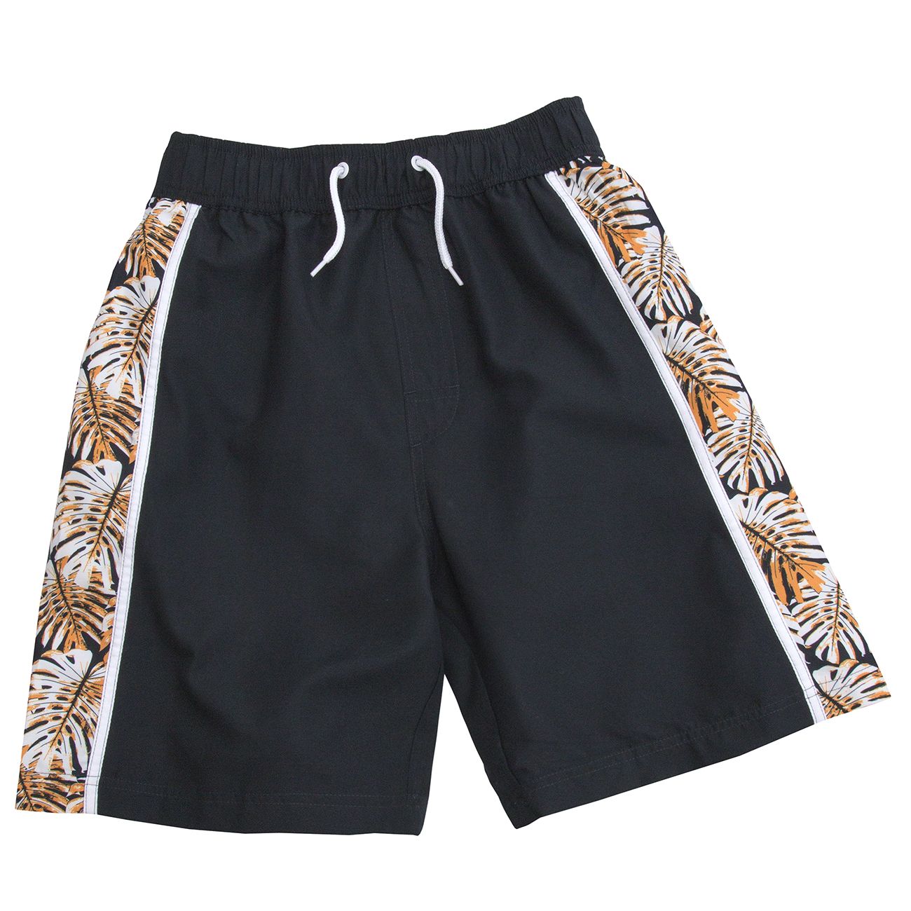 Boys Palm Print Side Panel Bermuda Swimming Shorts