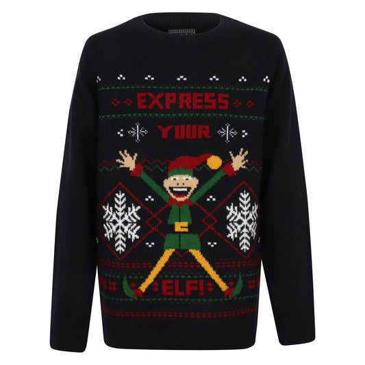 Childrens Knitted Express Your Elf Christmas Jumper