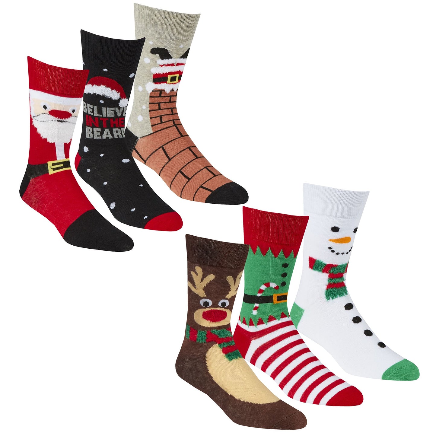 Adults 2 x 3 Packs of Christmas Socks In Carded Packs
