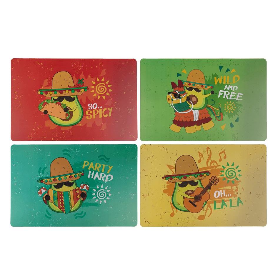 Set of 4 Plastic Place Mats ~ Avocado