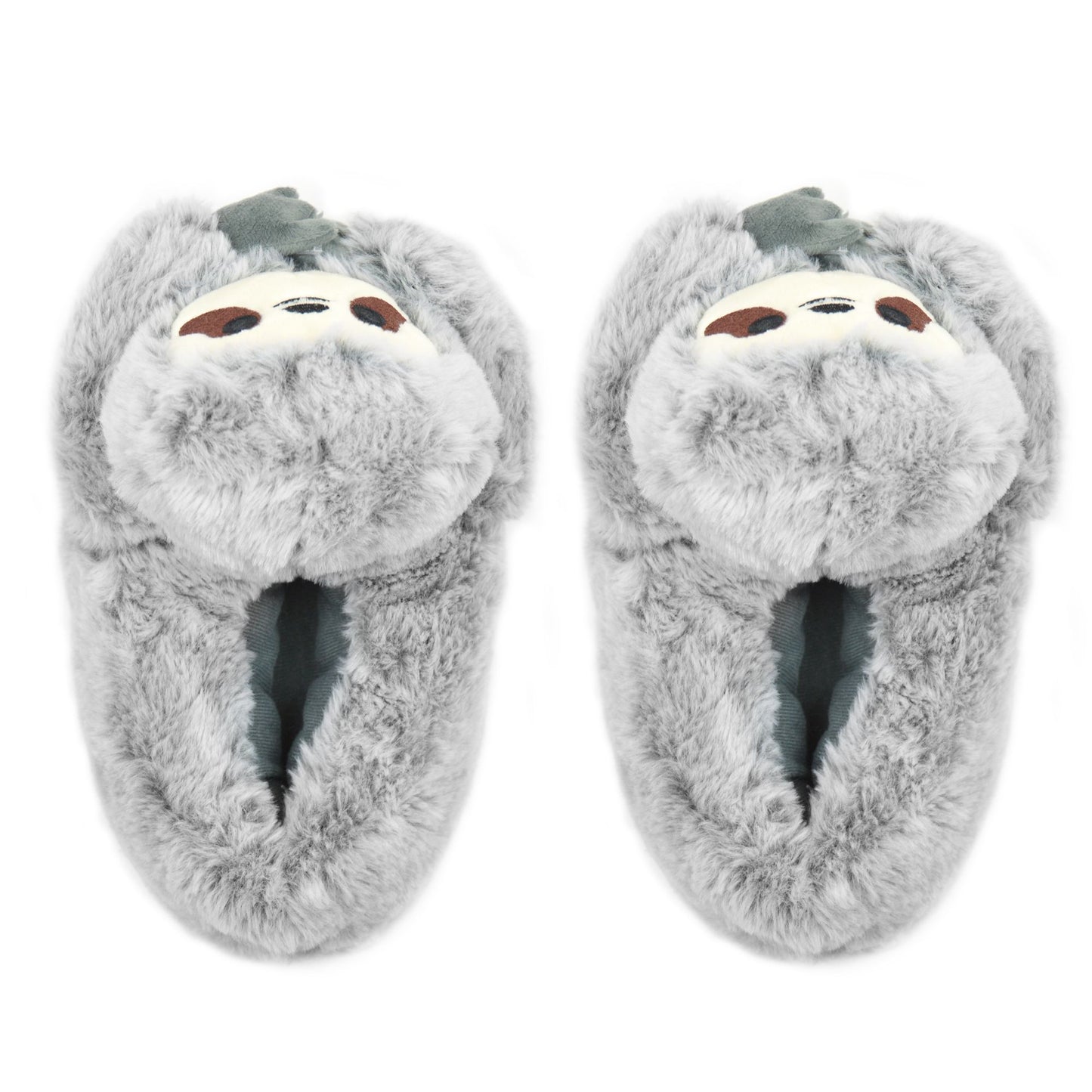 Ladies Novelty Plush Grey Sloth Slippers