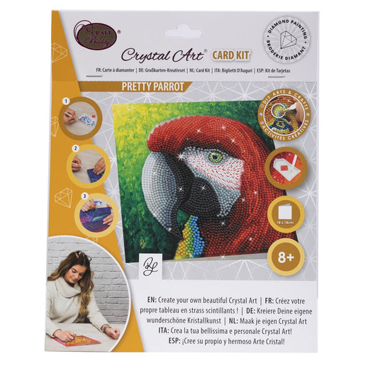 Craft Buddy DIY Crystal Art / Diamond Painting Greetings Card Kit - Pretty Parrot