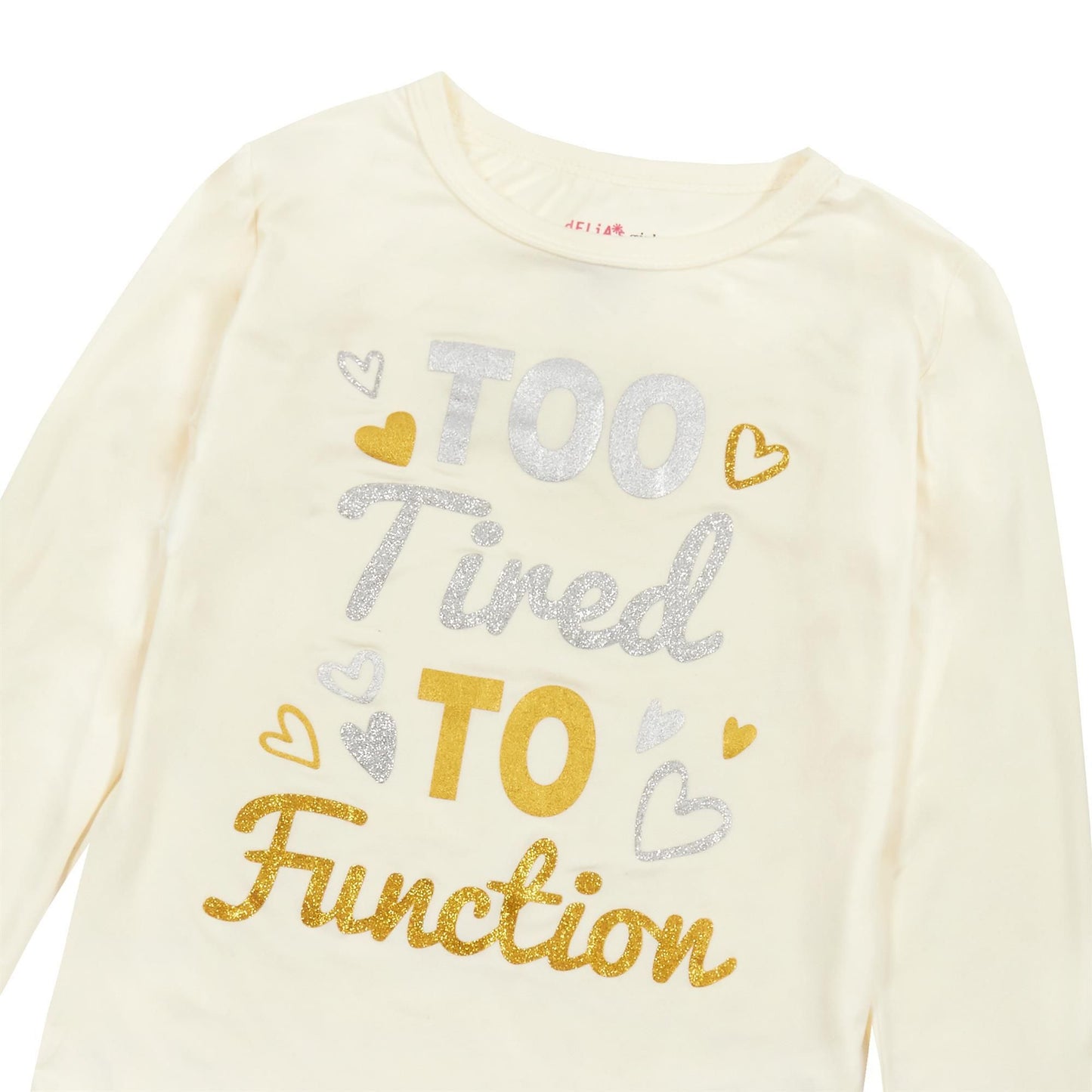 Childrens Slogan Glitter Print Pyjama Set ~ 7-13 years