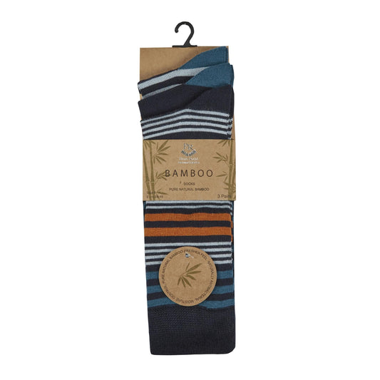 Mens 3 Pack of Striped Bamboo Socks