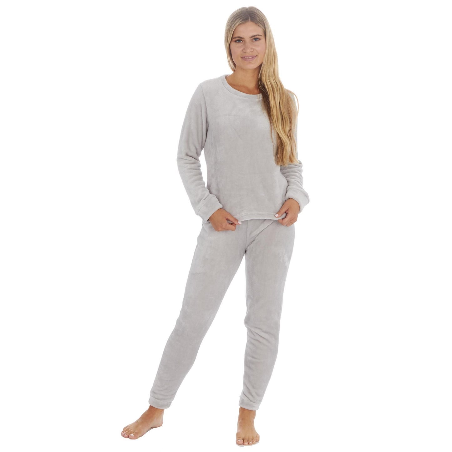 Ladies Soft Shimmer Effect Flannel Fleece Pyjama Set ~ S-XL