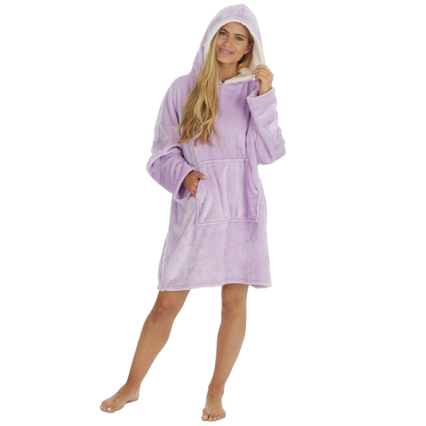 Ladies Soft Shimmer Effect Fleece Oversize Lounge Hoodie