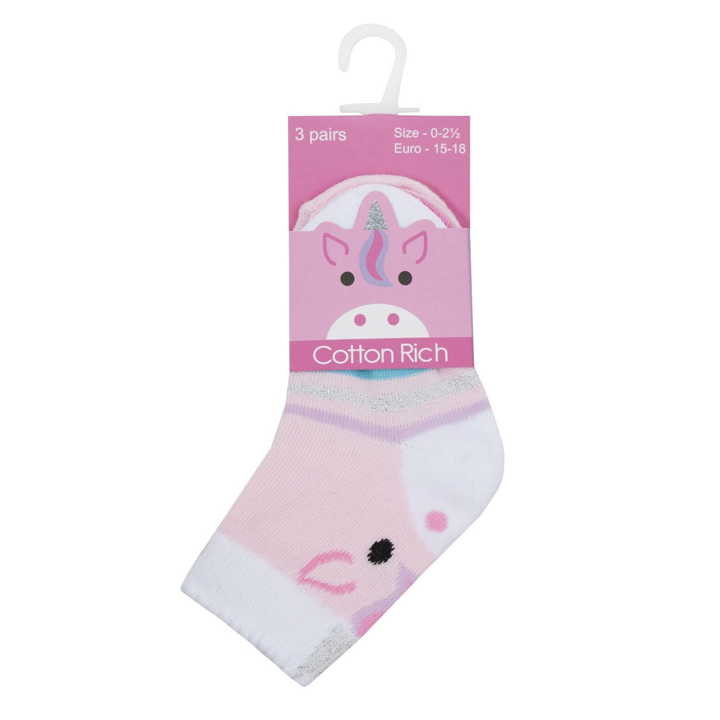 Babies 3 Pk of Unicorn Design Socks