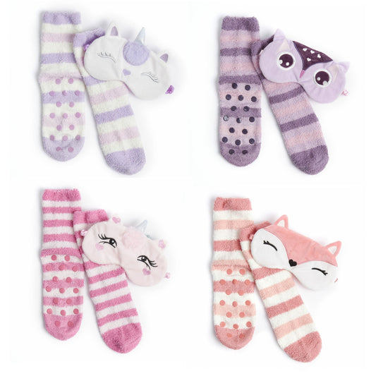 Ladies Eyemask and Cosy Slipper Sock Set