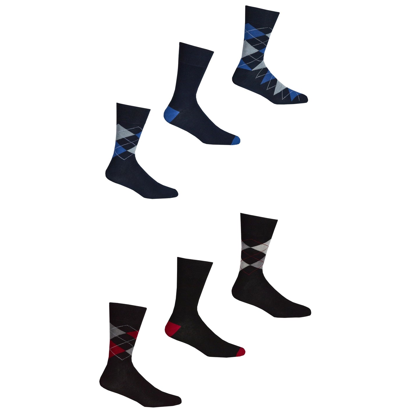 Mens 3 Pack of Argyle Design Non Elastic Bamboo Socks