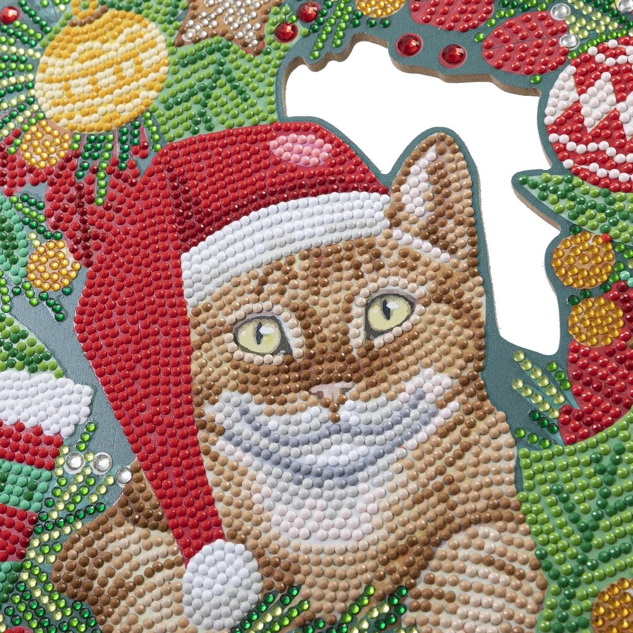 Craft Buddy 30cm Crystal Art Wreath Kit ~ Cat Christmas
