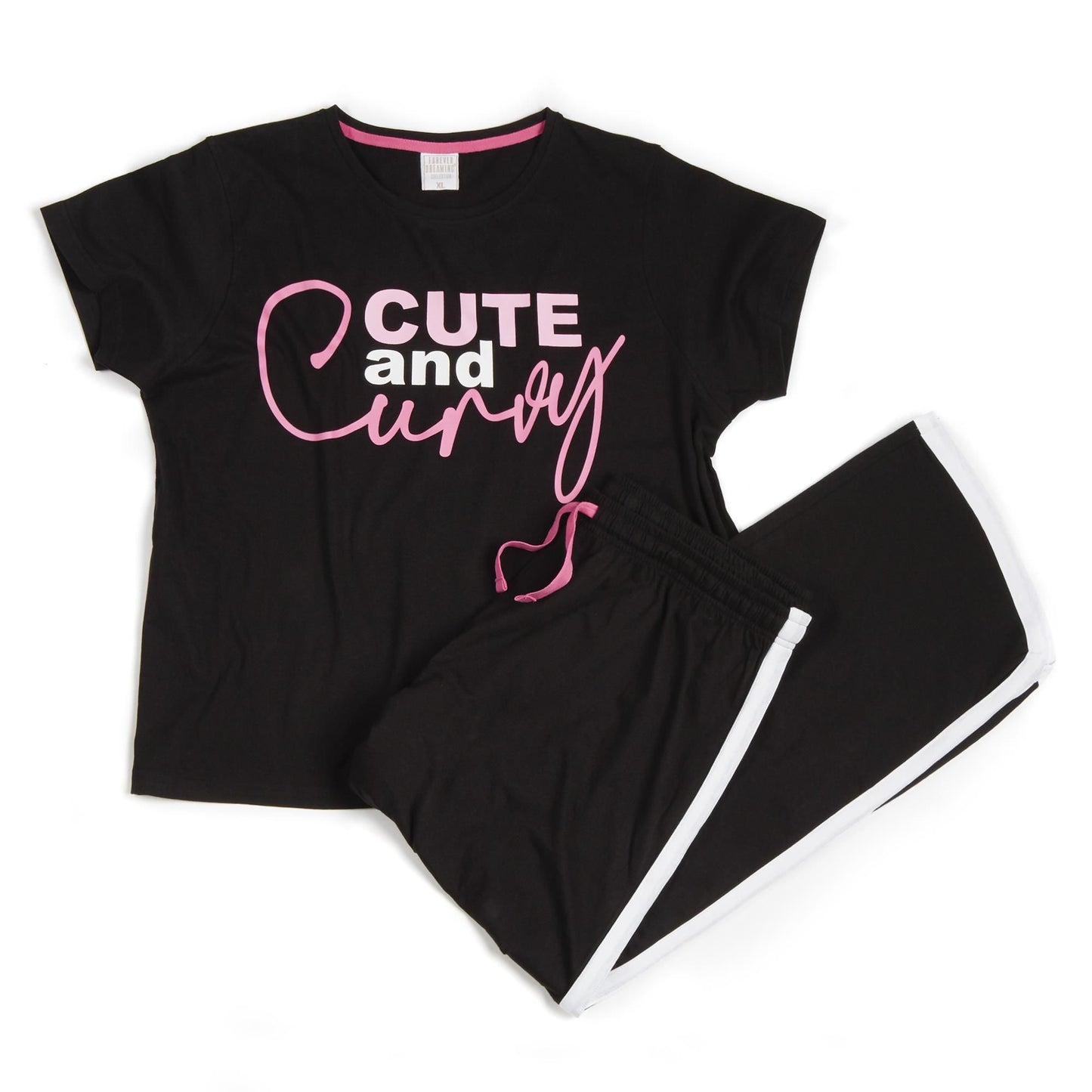 Ladies Curve Collection Varsity Style Slogan Pyjama Set ~ UK 16-26