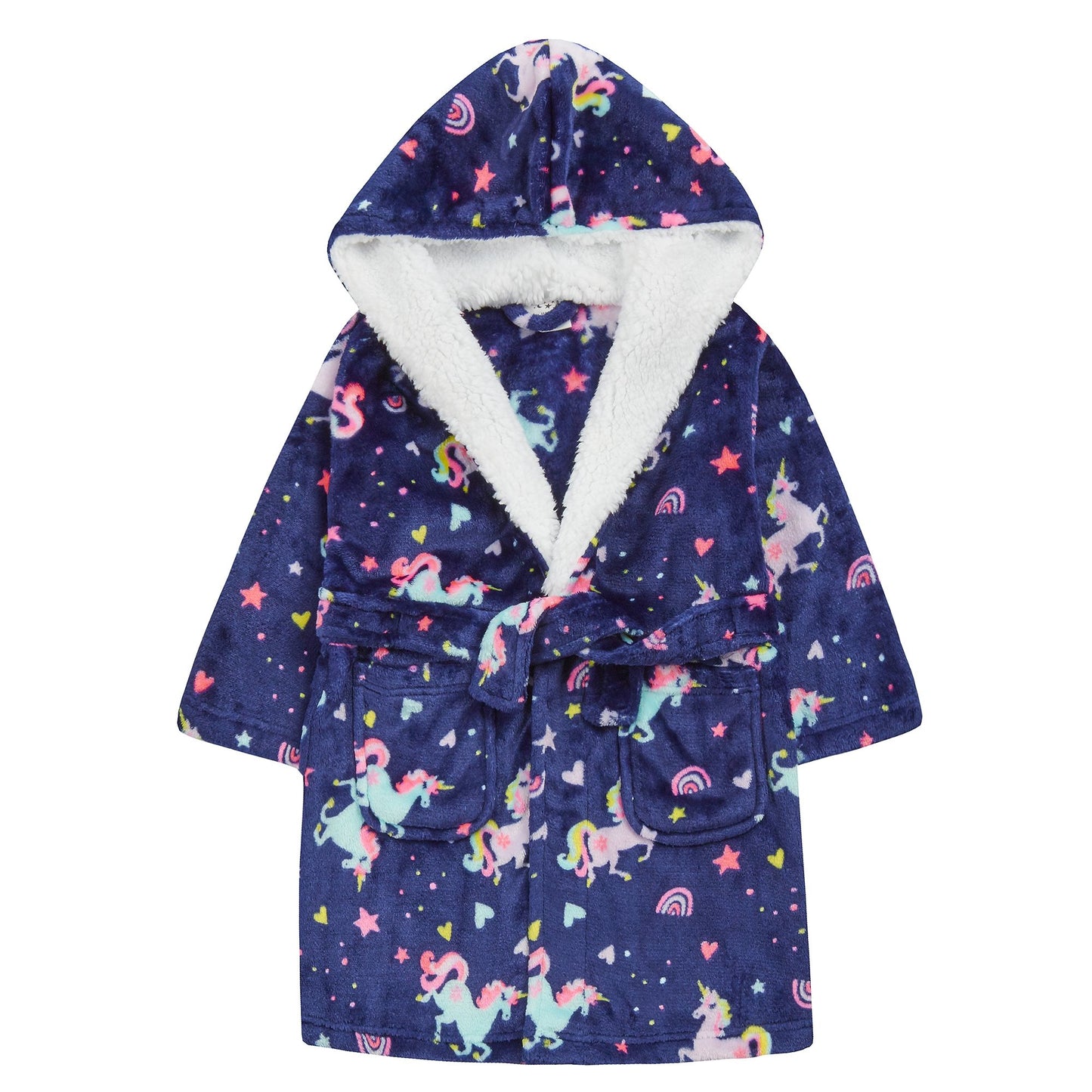 Childrens All Over Unicorn Print Fleece Dressing Gown ~ 2-13 Years