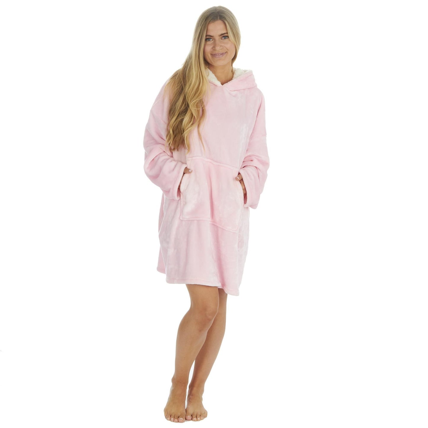Ladies Soft Shimmer Effect Fleece Oversize Lounge Hoodie