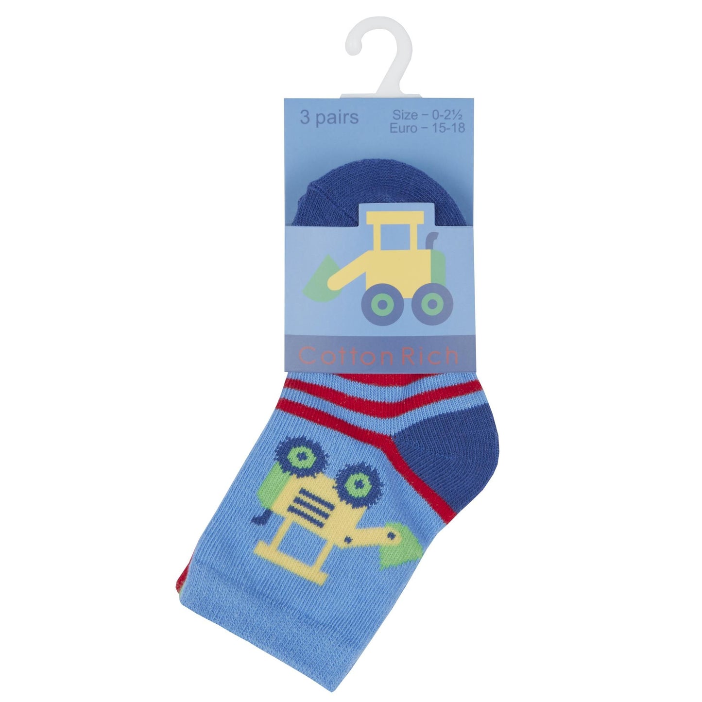 Babies 3 Pack of Cotton Rich Car or Digger Socks