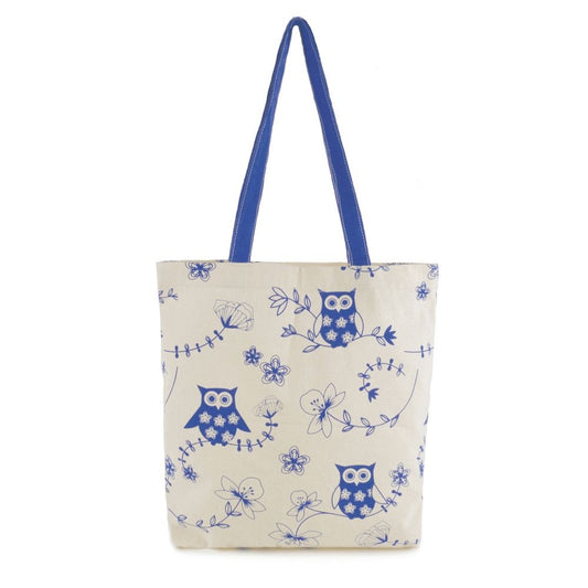 Cotton Canvas Bird Print Shopper Bag