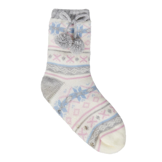 Girls Knitted Christmas Design Slipper Socks