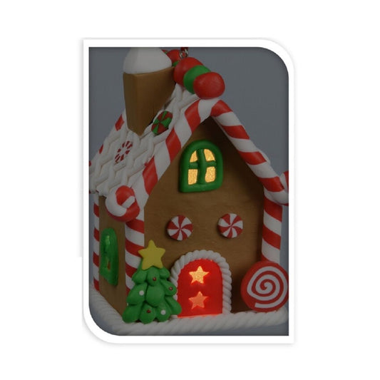 Christmas Hanging Gingerbread House Ornament with Colour Changing LED
