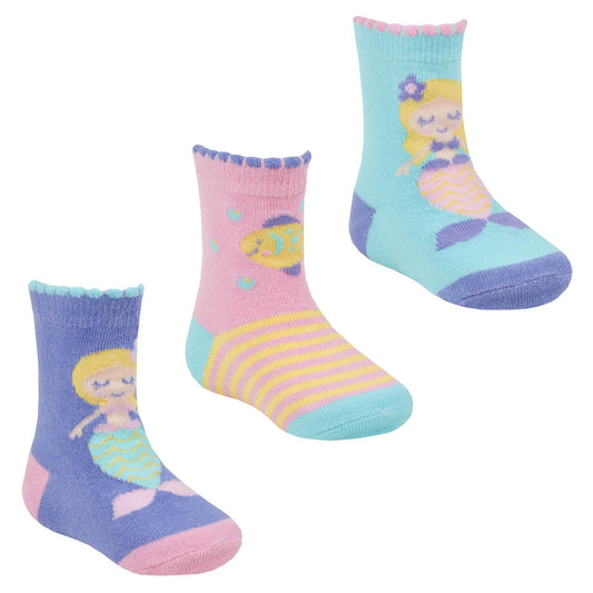 Babies 3 Pk of Novelty Mermaid Design Socks