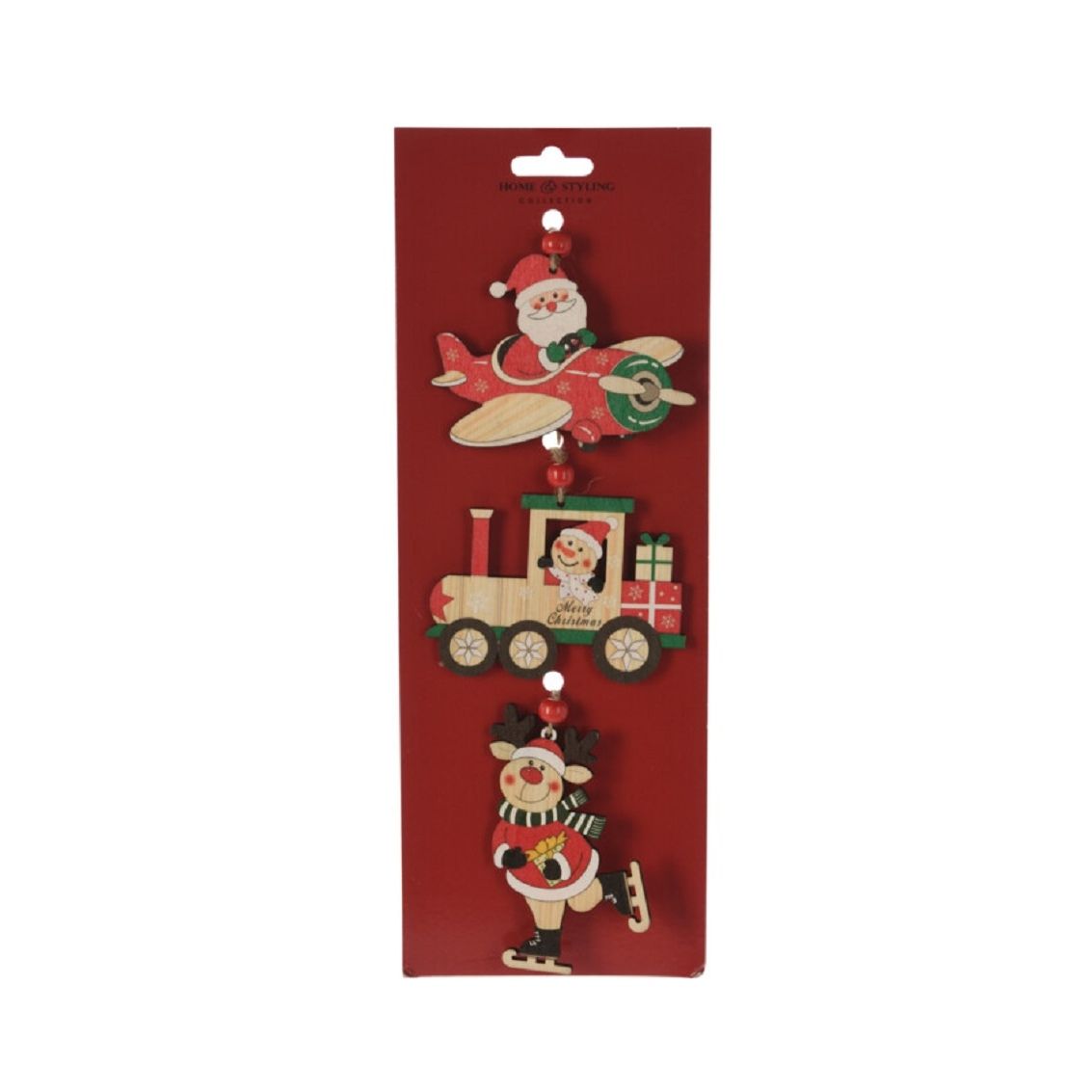 Set of 3 Wooden Hanging Tree Decorations