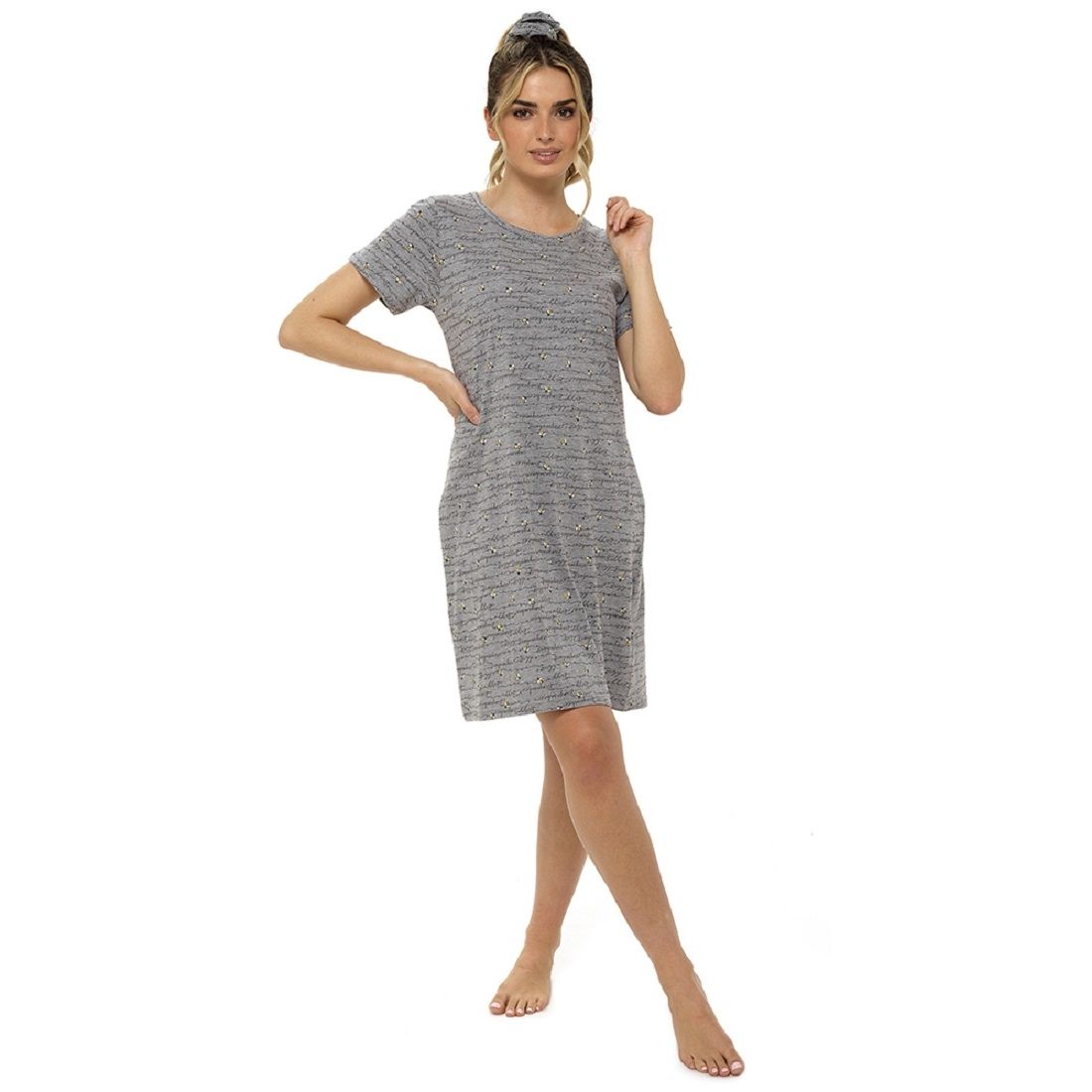 Ladies Bee Print Nightdress with Hair Scrunchie ~ S-XL