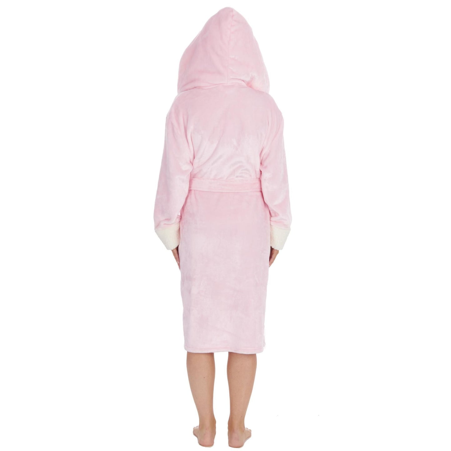 Ladies Soft Shimmer Effect Fleece Dressing Gown with Borg Fleece Trim ~ S-XL