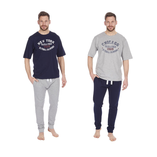 Mens French Terry Top and Bottoms Lounge / Pyjama Set ~ S-2XL