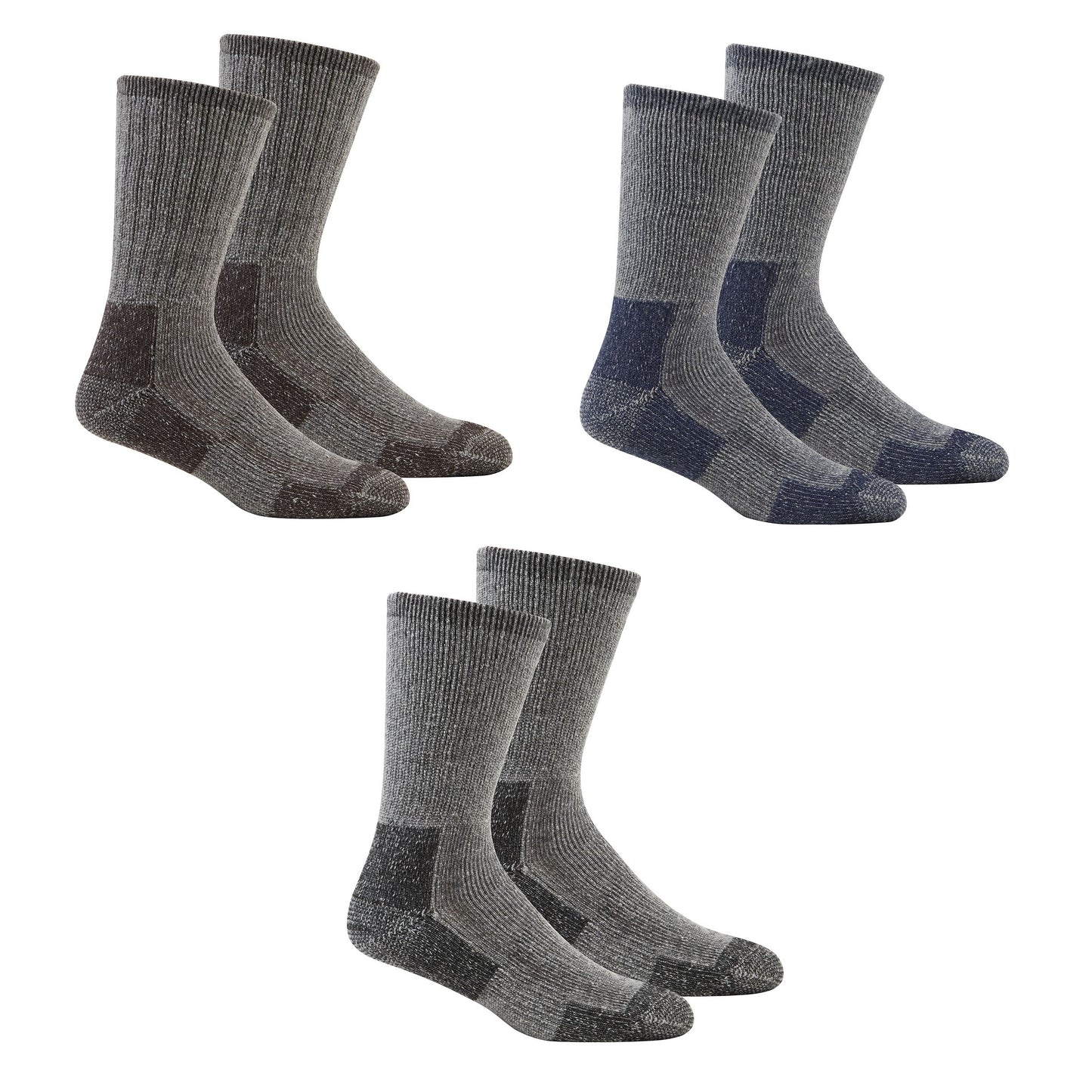 Mens 2 Pack Cushioned Walking Socks