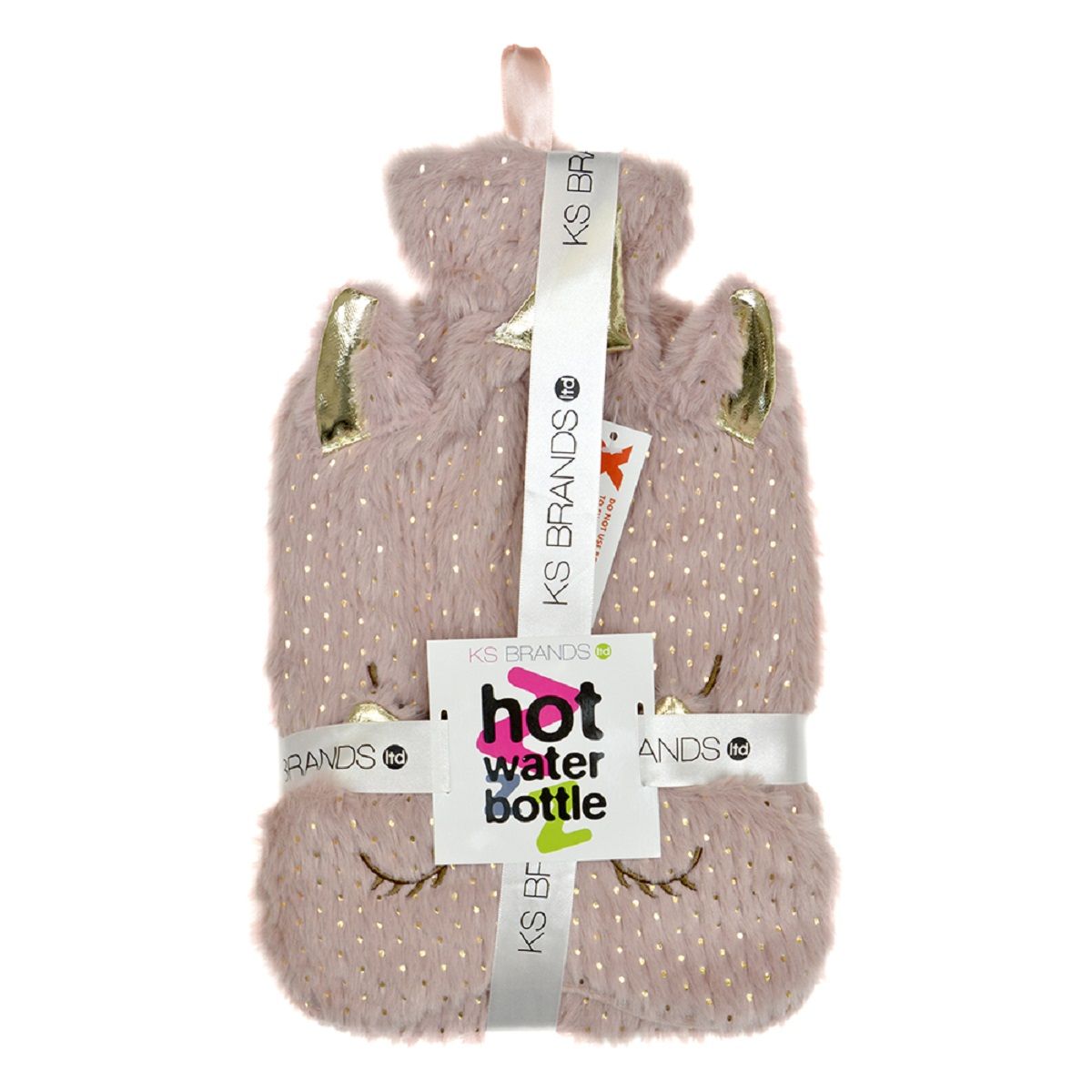2 litre Hot Water Bottle with Foil Print Unicorn Cover and Eyemask