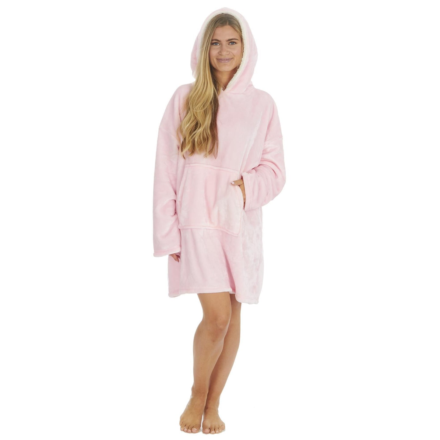 Ladies Soft Shimmer Effect Fleece Oversize Lounge Hoodie