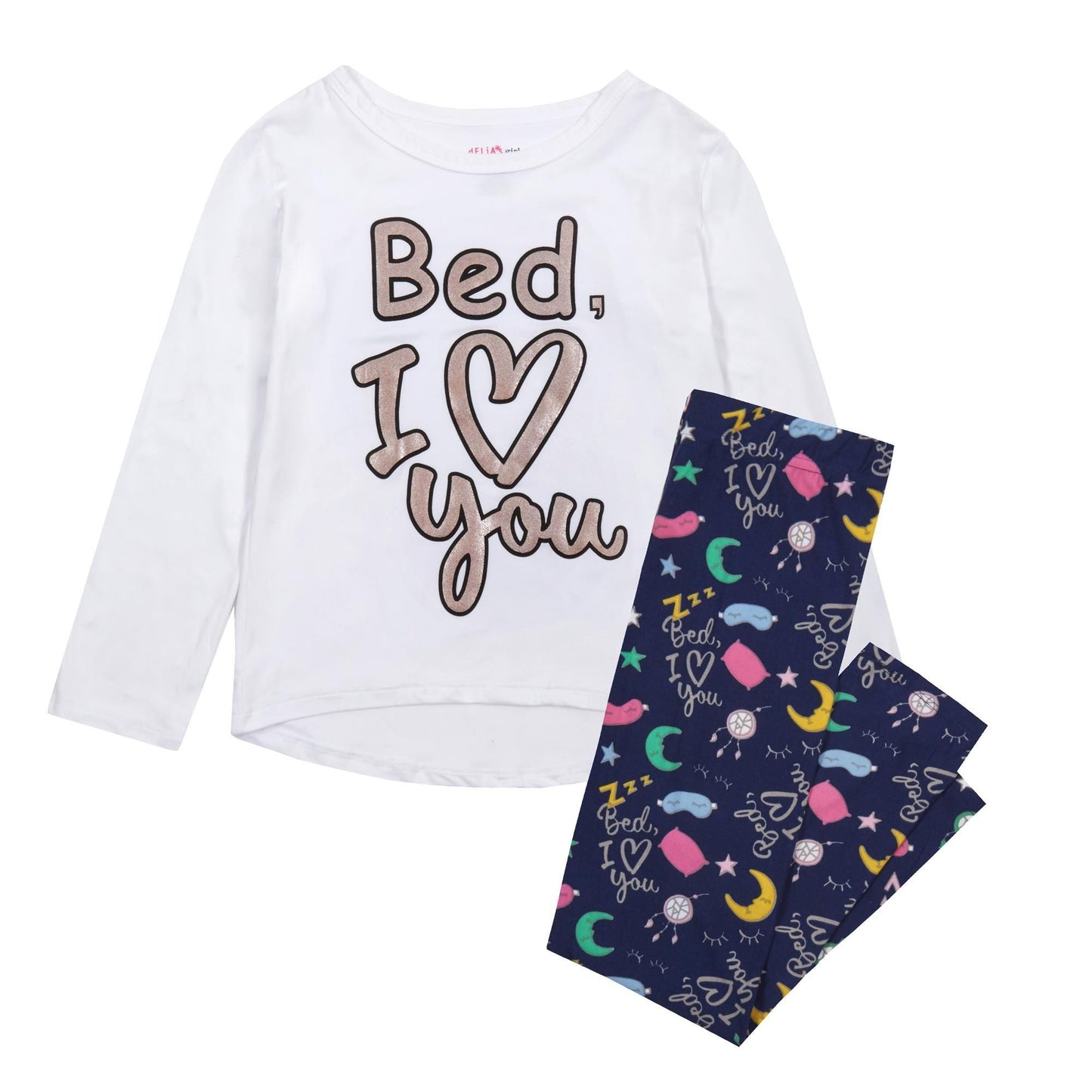 Childrens Slogan Glitter Print Pyjama Set ~ 7-13 years