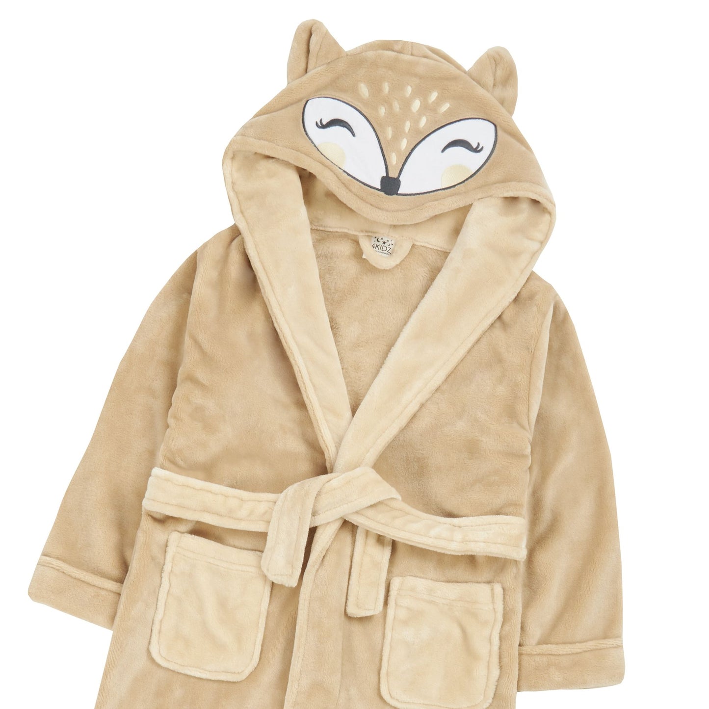Childrens Fleece Dressing Gown with Fox Design Hood ~ 2-13 years