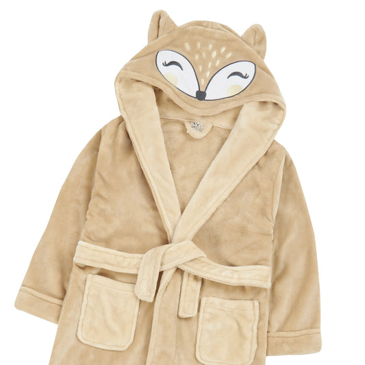 Childrens Fleece Dressing Gown with Fox Design Hood ~ 2-13 years