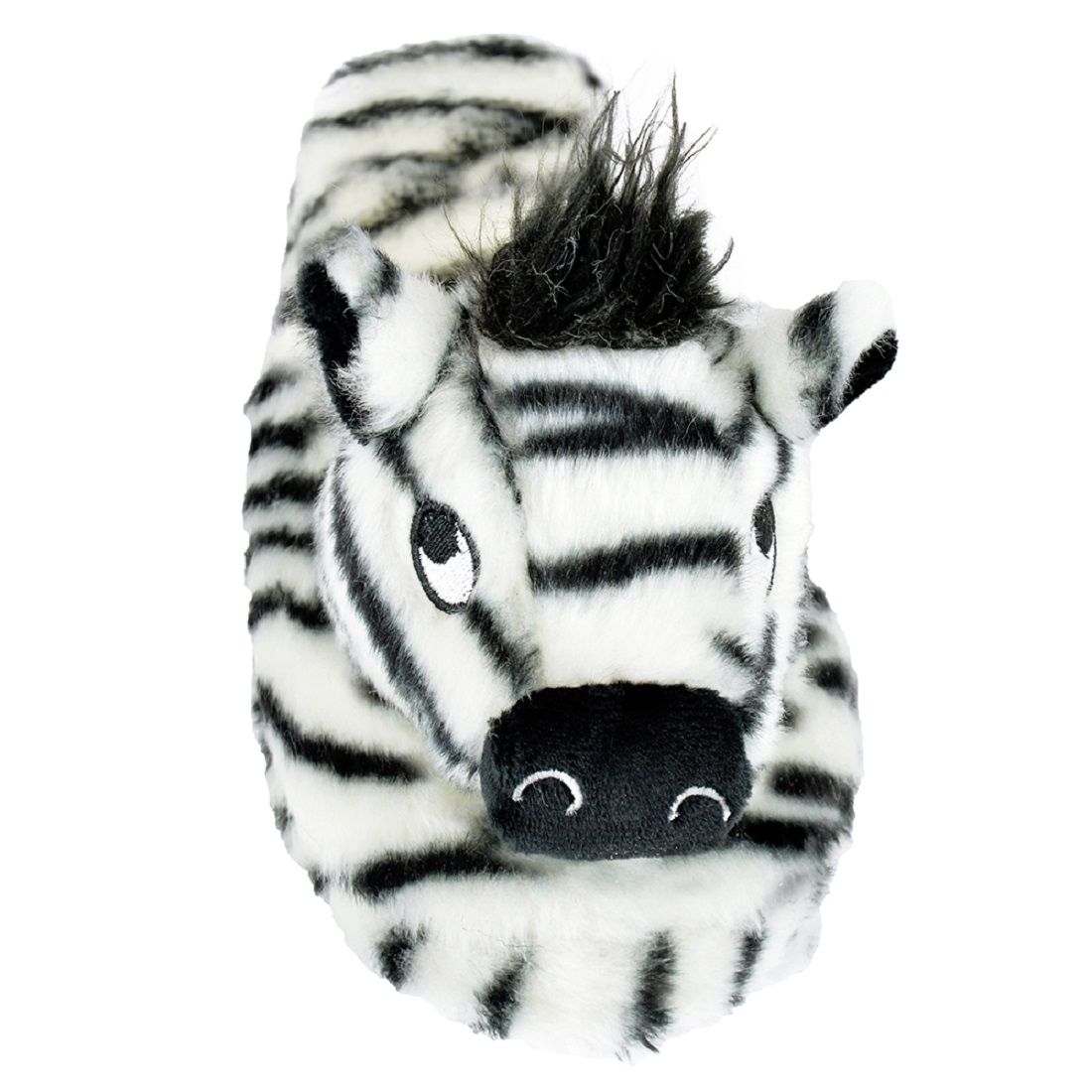 Ladies Plush Zebra Open Back Slippers