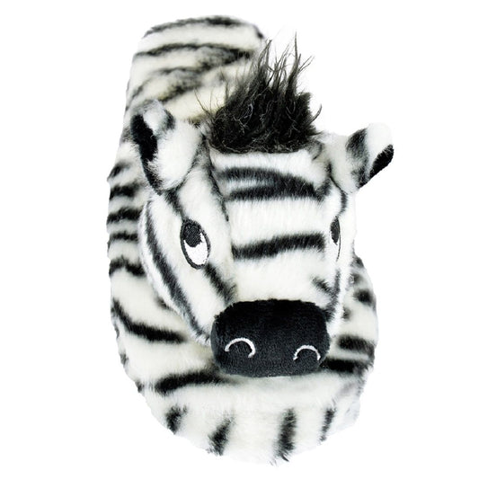 Ladies Plush Zebra Open Back Slippers