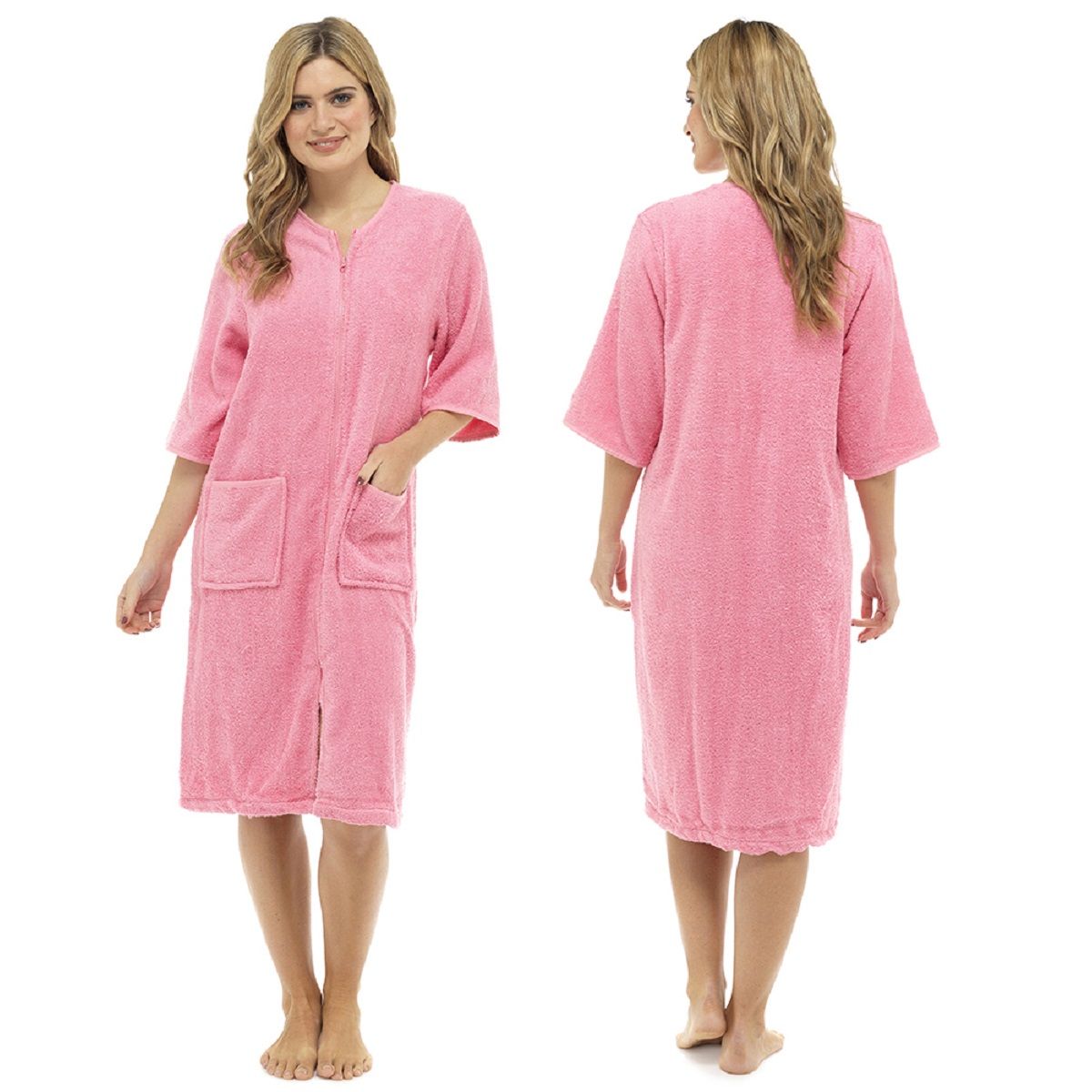 Ladies Cotton Terry Zip Front Gown ~ S-XL