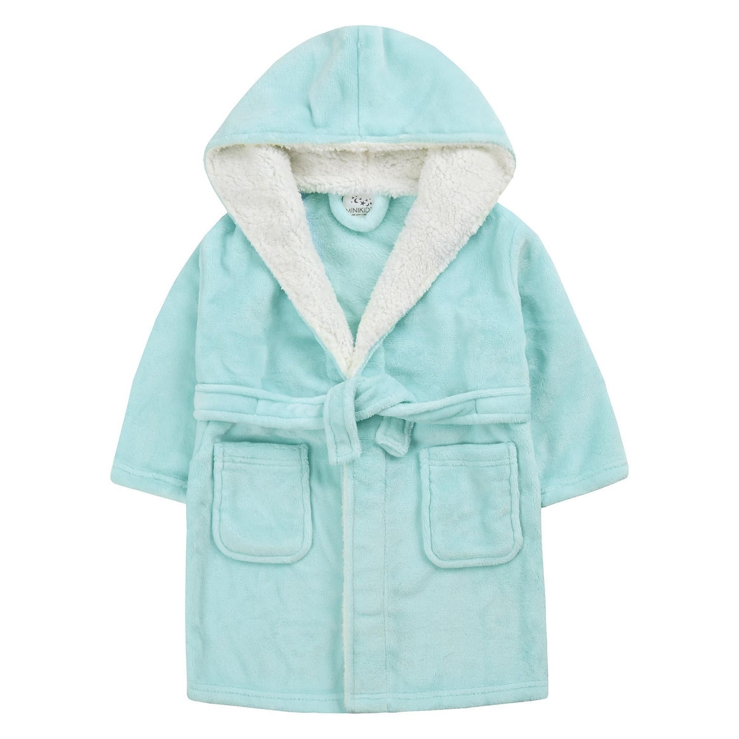 Childrens Plush Pastel Robe with Borg Fleece Trim