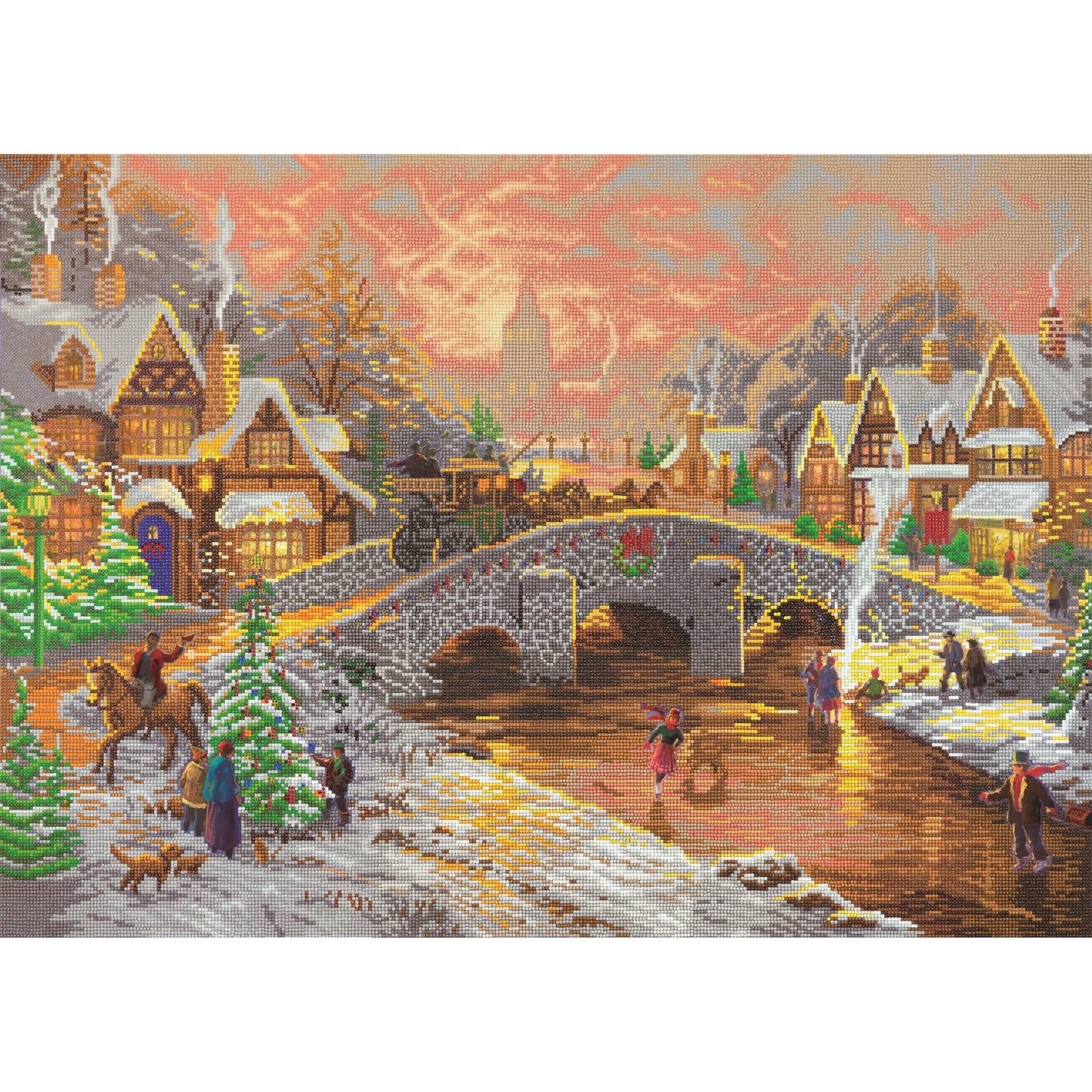 Craft Buddy 90cm x 65cm Partial Crystal Extra Large Mounted Crystal Art Kit - Spirit Of Christmas by Thomas Kinkade