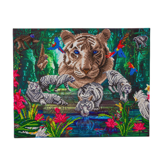 Craft Buddy Partial Crystal Mounted Crystal Art Kit 40cm x 50cm - White Tiger Temple
