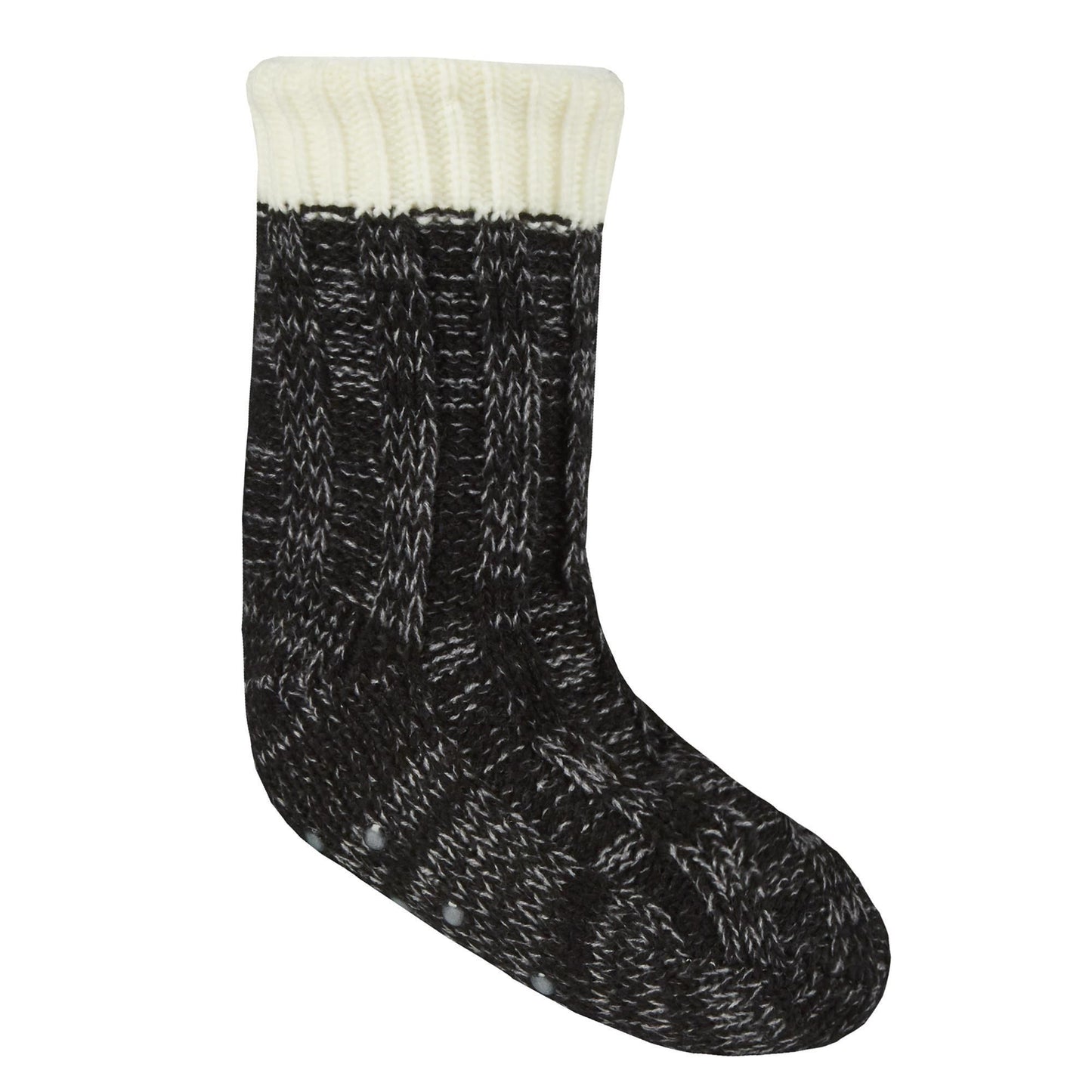 Childrens Chunky Knit Fully Fleece Lined Winter Slipper Socks