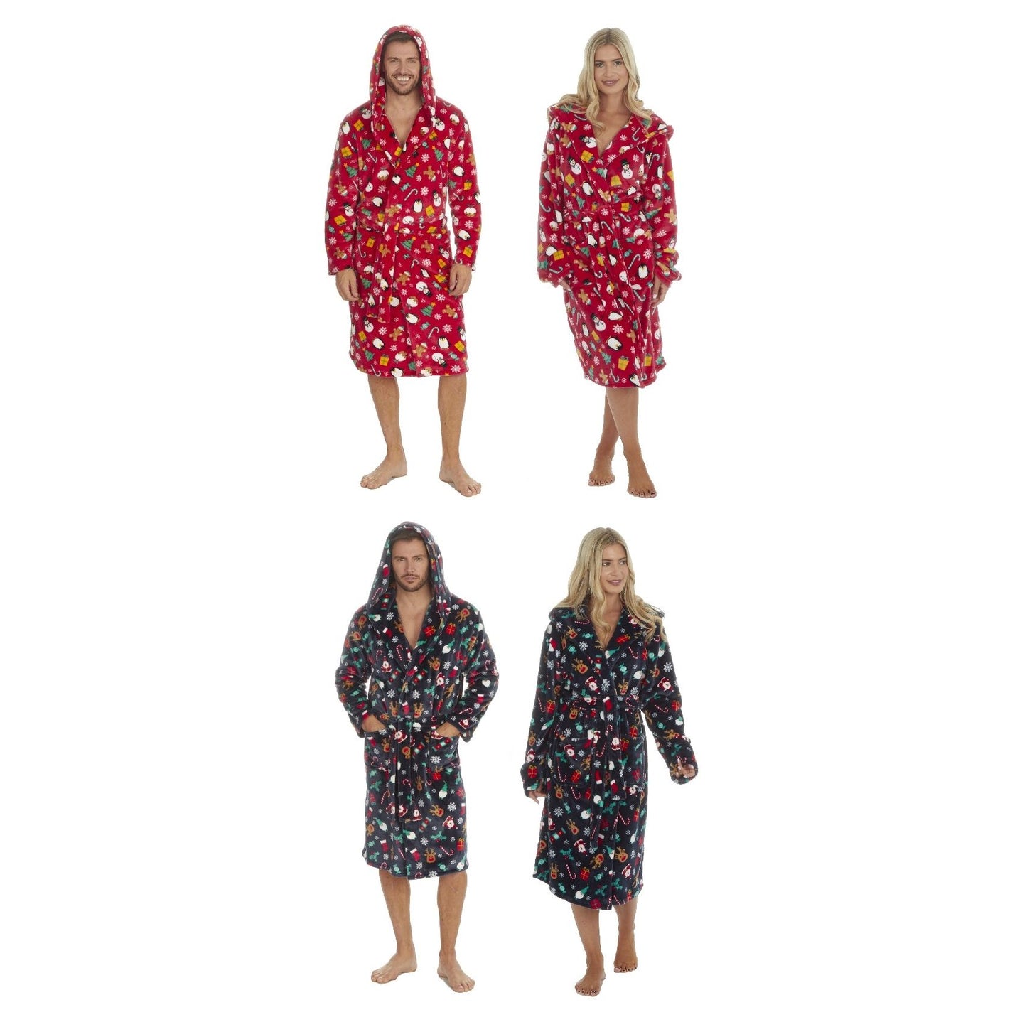 Unisex Adults Christmas Print Dressing Gown ~ S-XL