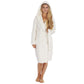 Ladies Plain Flannel Fleece Hooded Dressing Gown ~ S-XL